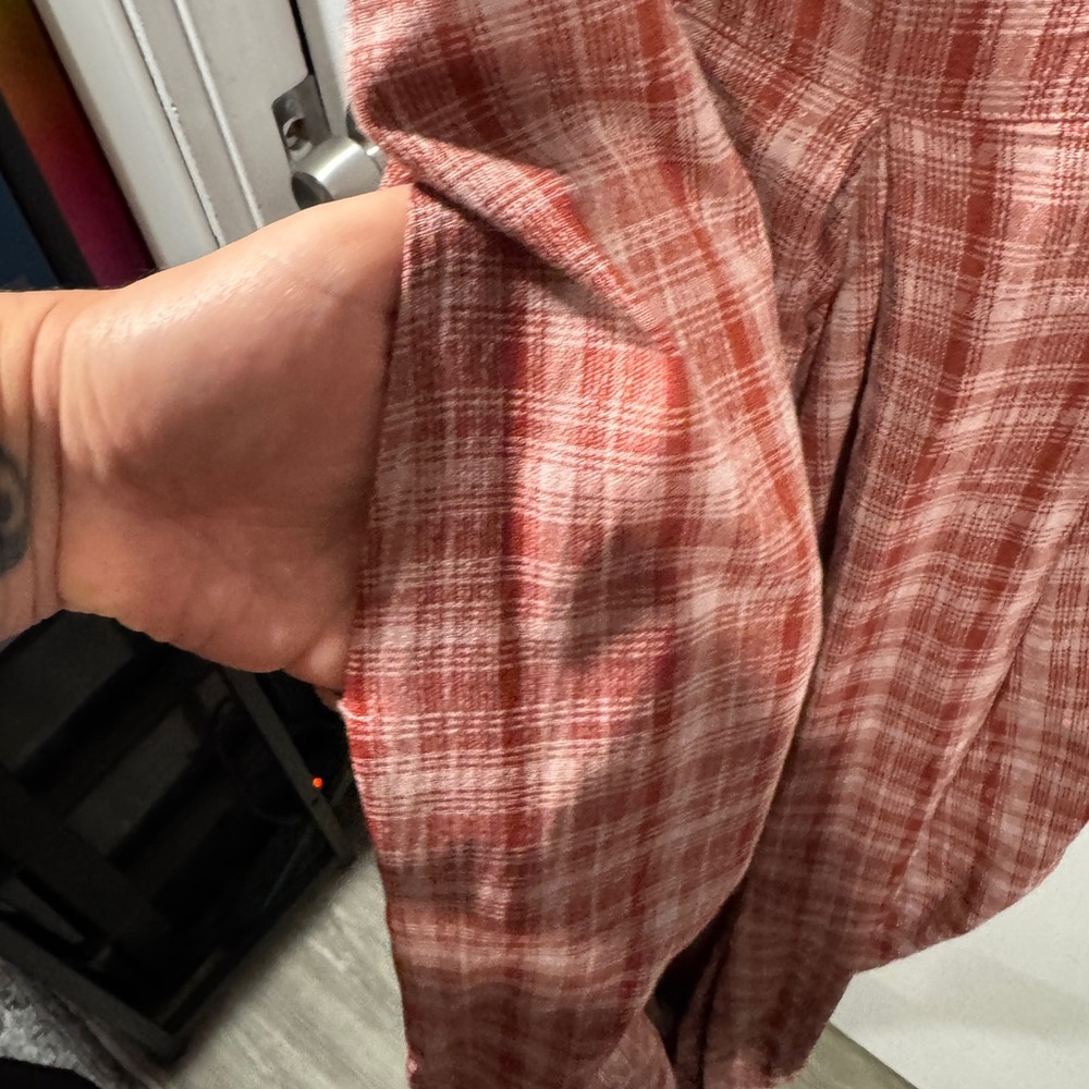 Free People Plaid Jumpsuit in Red and Pink - Picture 7 of 9